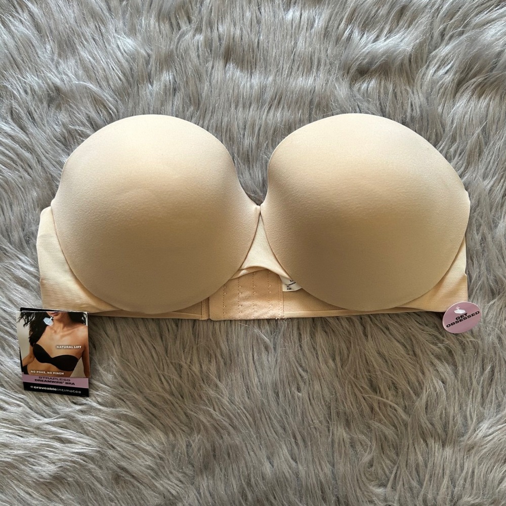 Maidenform Strapless Lift Bra Womens Size 38C Beige Underwire Back Closure